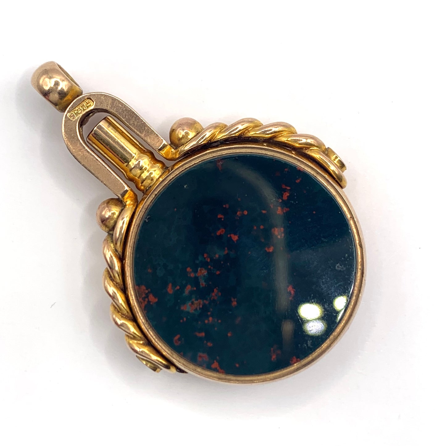 Large Victorian 9ct Gold Bloodstone and Carnelian Pocket Watch Fob Key Pendant