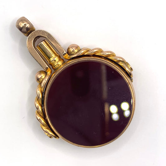 Large Victorian 9ct Gold Bloodstone and Carnelian Pocket Watch Fob Key Pendant