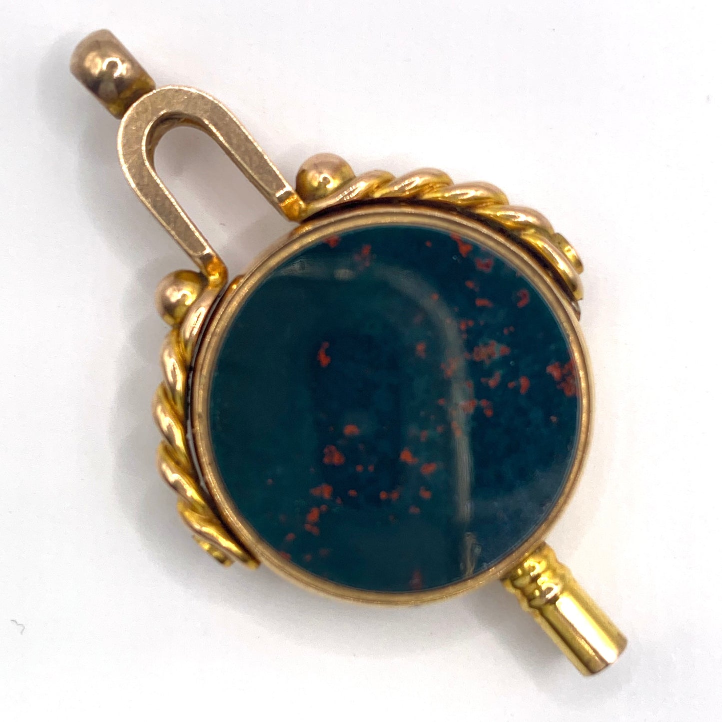 Large Victorian 9ct Gold Bloodstone and Carnelian Pocket Watch Fob Key Pendant